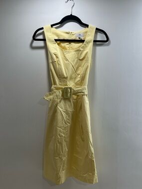 H&M Pale Yellow Sleeveless Midi Dress with Belt